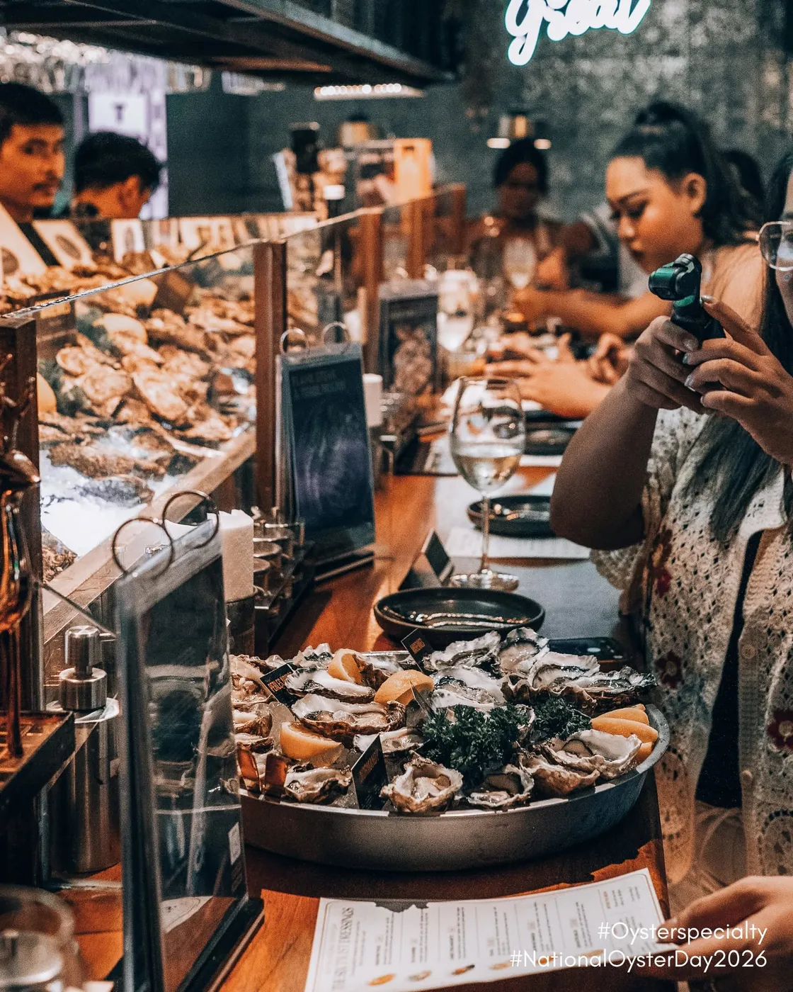 Fresh imported oysters on ice at The Oyster Bar x Samui